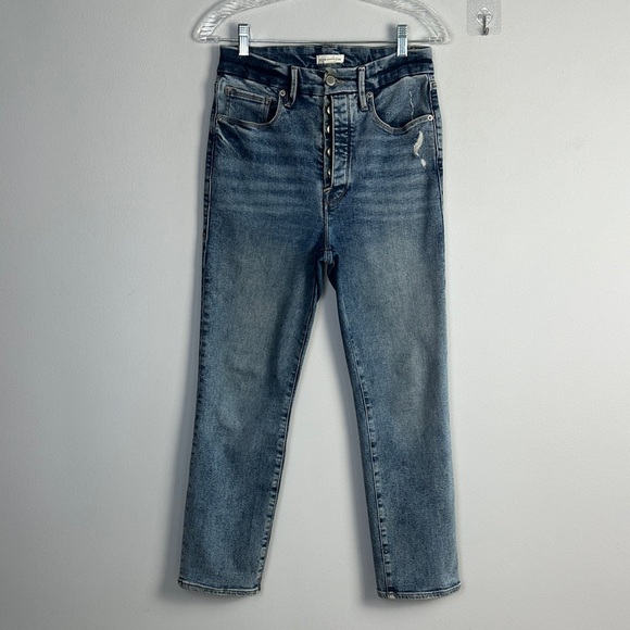 Good American Good Curve Exposed Button High Rise Straight Leg Jean Stretch 6/28 - Picture 2 of 16